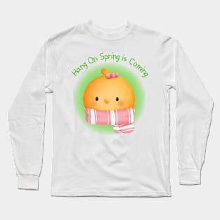 Cute Baby Chick Wearing a Scarf Long Sleeve T-Shirt